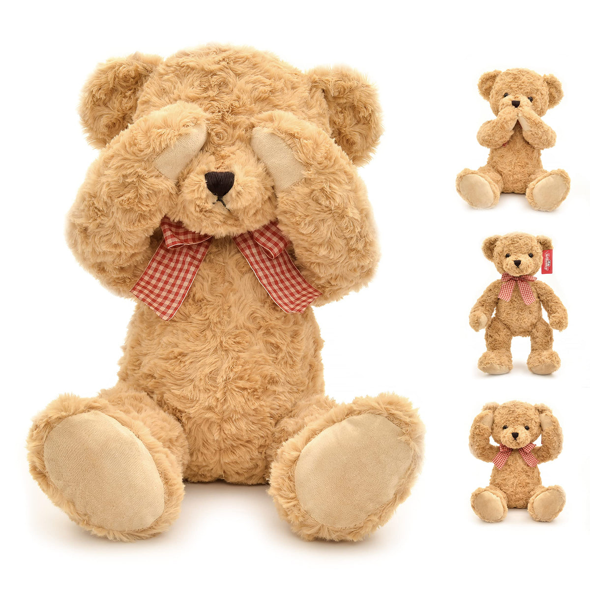 suepcuddly 20-inch posed teddy ears show magnetized poseability for playful display