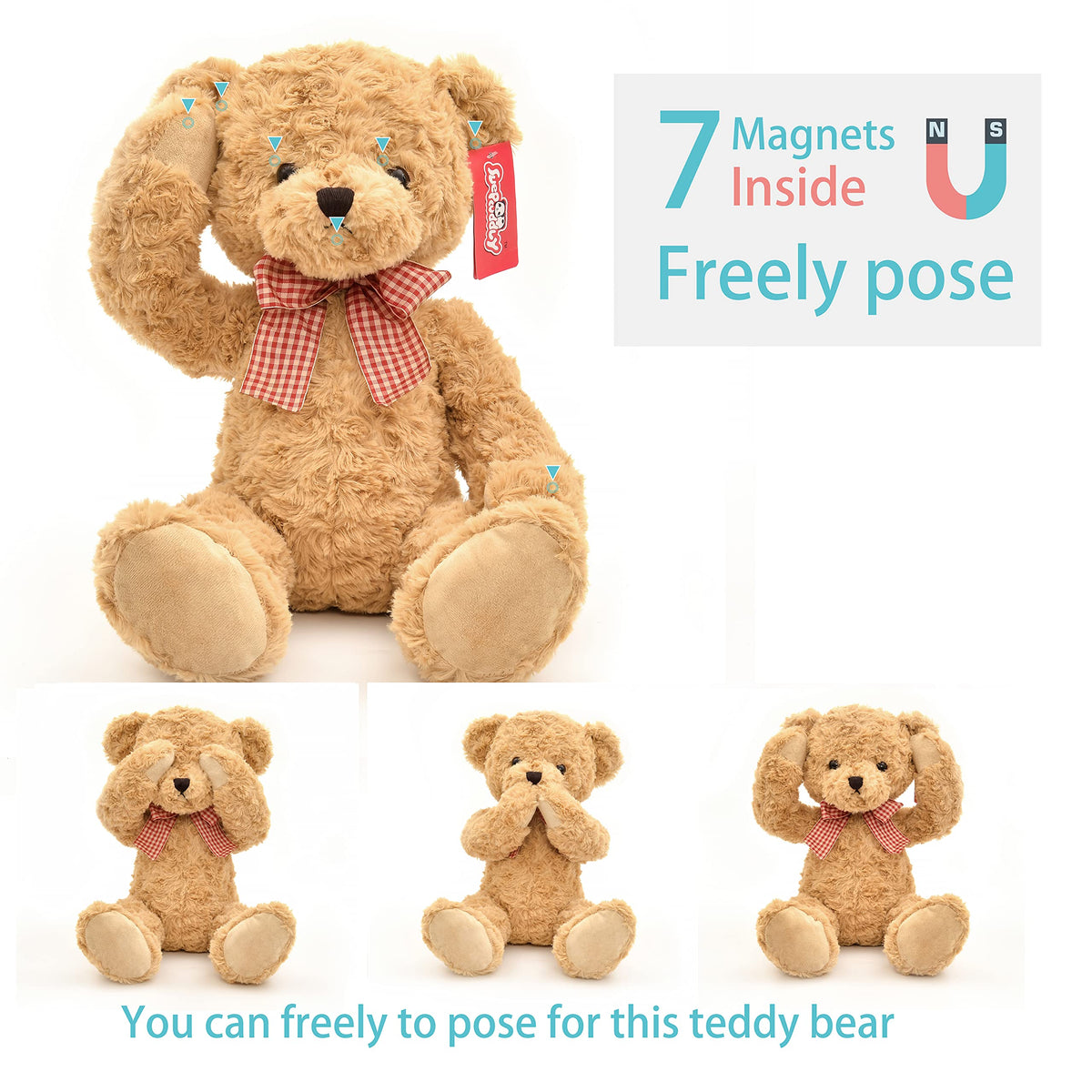 suepcuddly 20-inch posed teddy hands highlight easy positioning for cuddling and storytelling