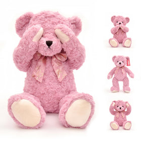 Suepcuddly 20-inch rose-fur teddy bear ready for cuddling.