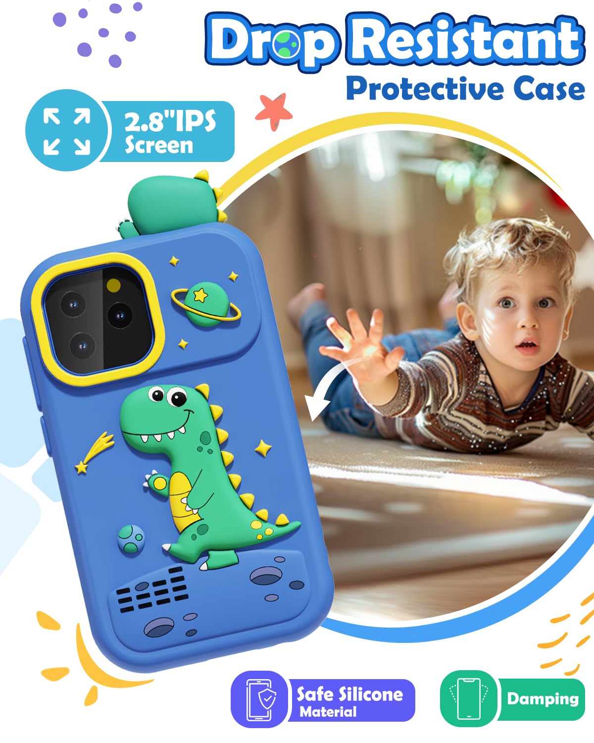 Clear 2.8-inch IPS screen on Sueseip kid phone