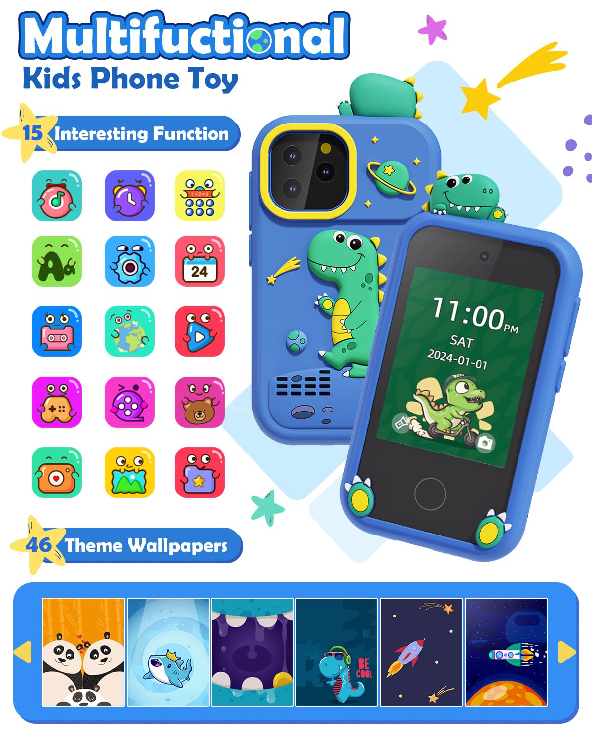 Durable silicone case on Sueseip kid phone protects against drops