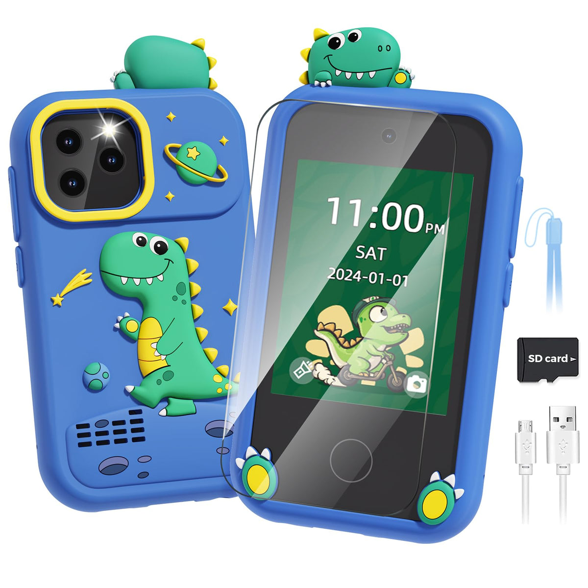 Sueseip kids phone front view with dual camera for selfies