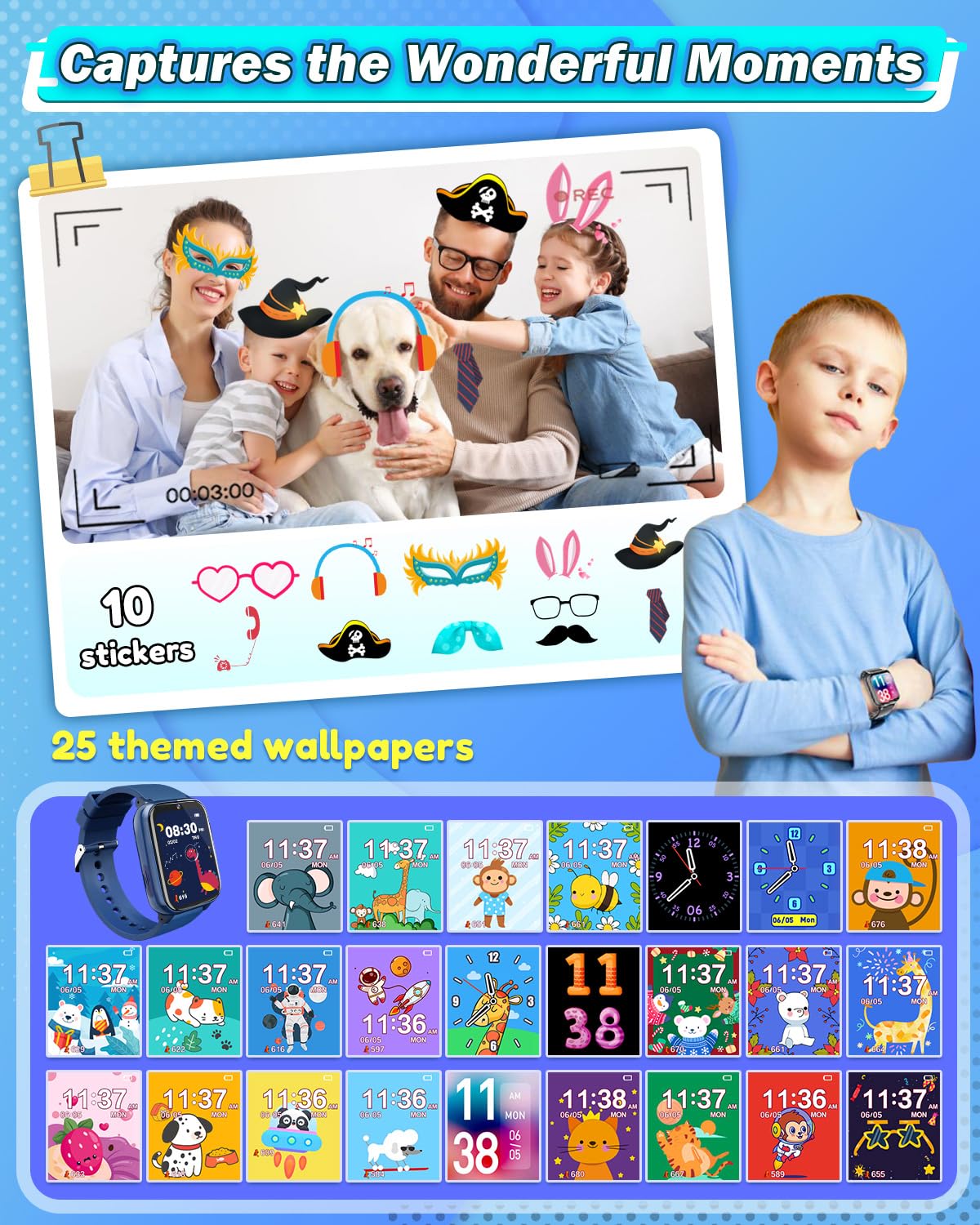 Sueseip kids watch learning cards highlight colors and animals in a fun way.