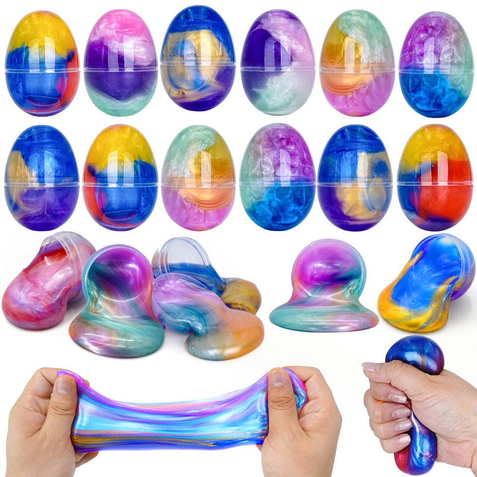 Sufuplay Galaxy Slime Egg Pack showing a colorful Easter set for hunts and gifts.