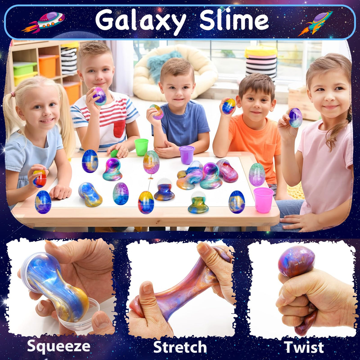 Sufuplay Unscented Slime Egg Colors—gentle on skin for sensitive children.