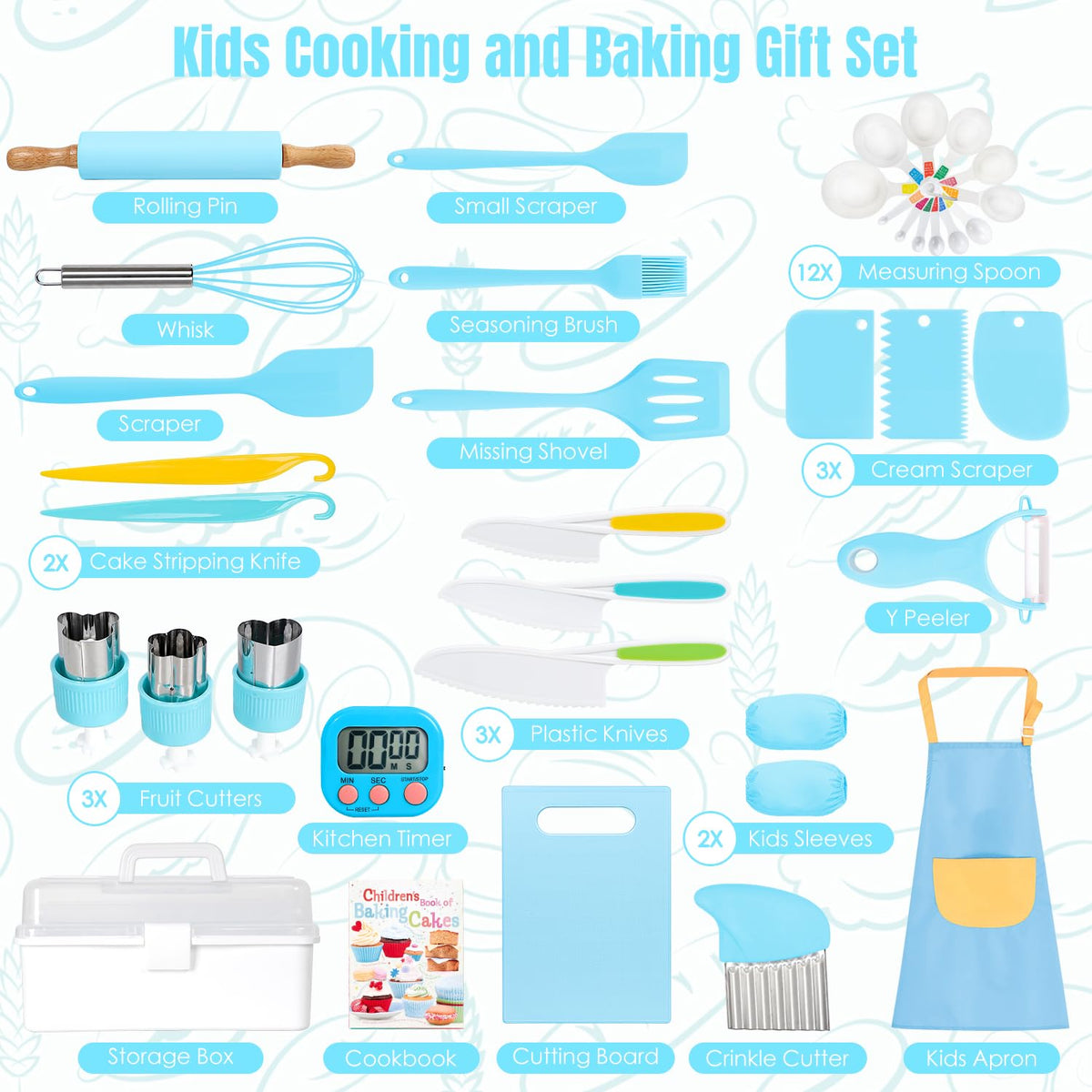 Suhctuptx 37PCS Kids Cooking Set cookbook inspires kid-friendly recipe adventures.