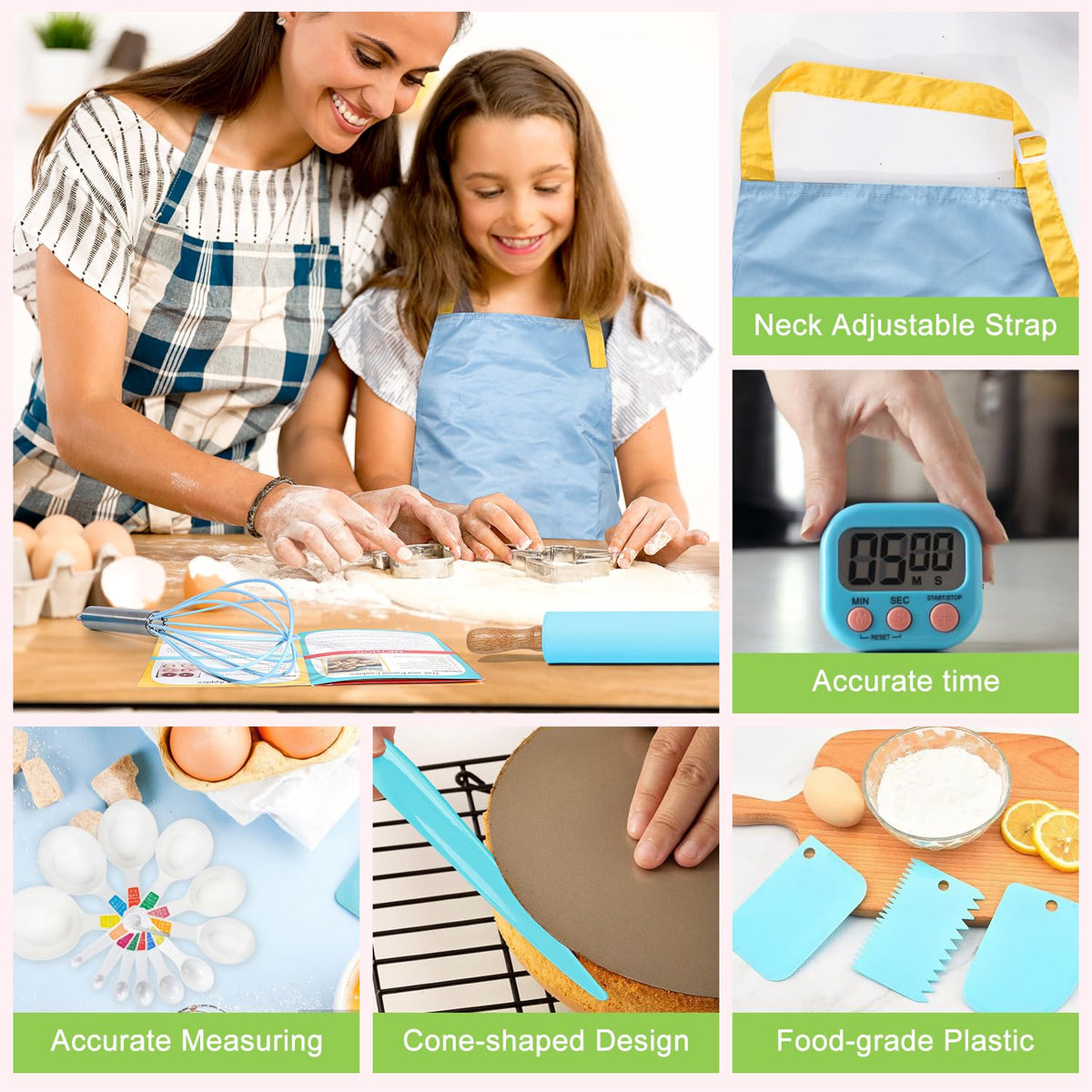 Suhctuptx 37PCS Kids Cooking Set cutting board supports stable mini-chop practice.