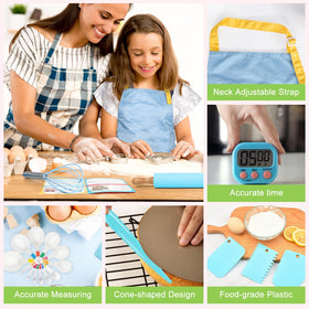 Suhctuptx 37PCS Kids Cooking Set cutting board supports stable mini-chop practice.