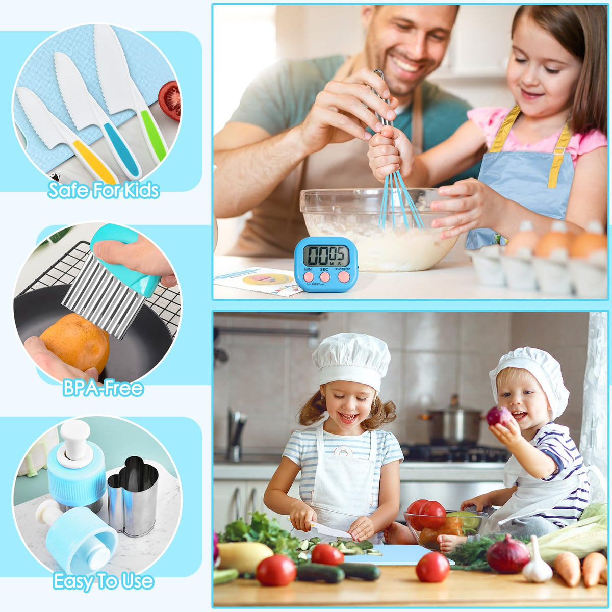 Suhctuptx 37PCS Kids Cooking Set measuring cups help young chefs measure ingredients accurately.