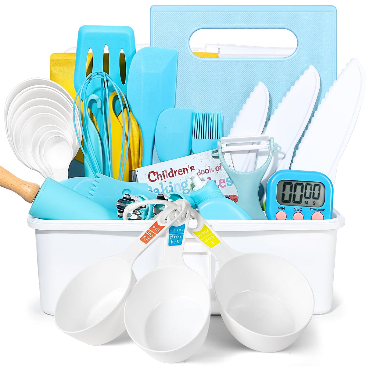 Suhctuptx 37PCS Kids Cooking Set storage case keeps tools organized for easy cleanup.