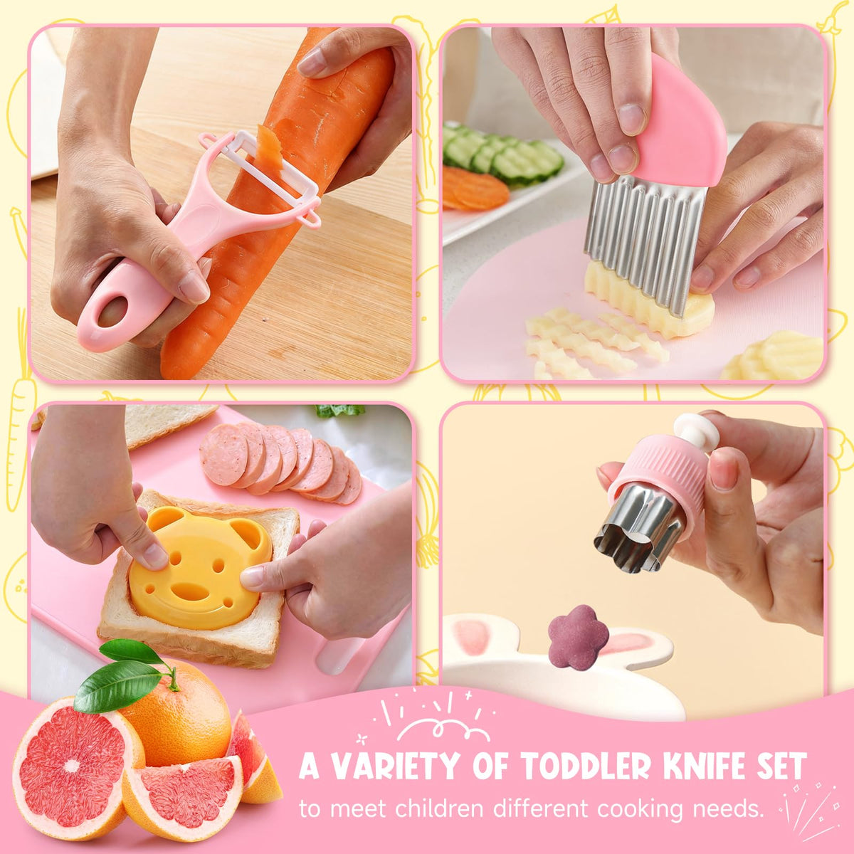 Suhctuptx cutting board provides a sturdy prep surface for kids.