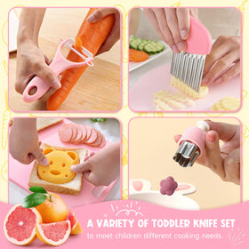Suhctuptx cutting board provides a sturdy prep surface for kids.