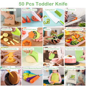 Suhctuptx child-safe knives with serrated edges for safe cutting practice.