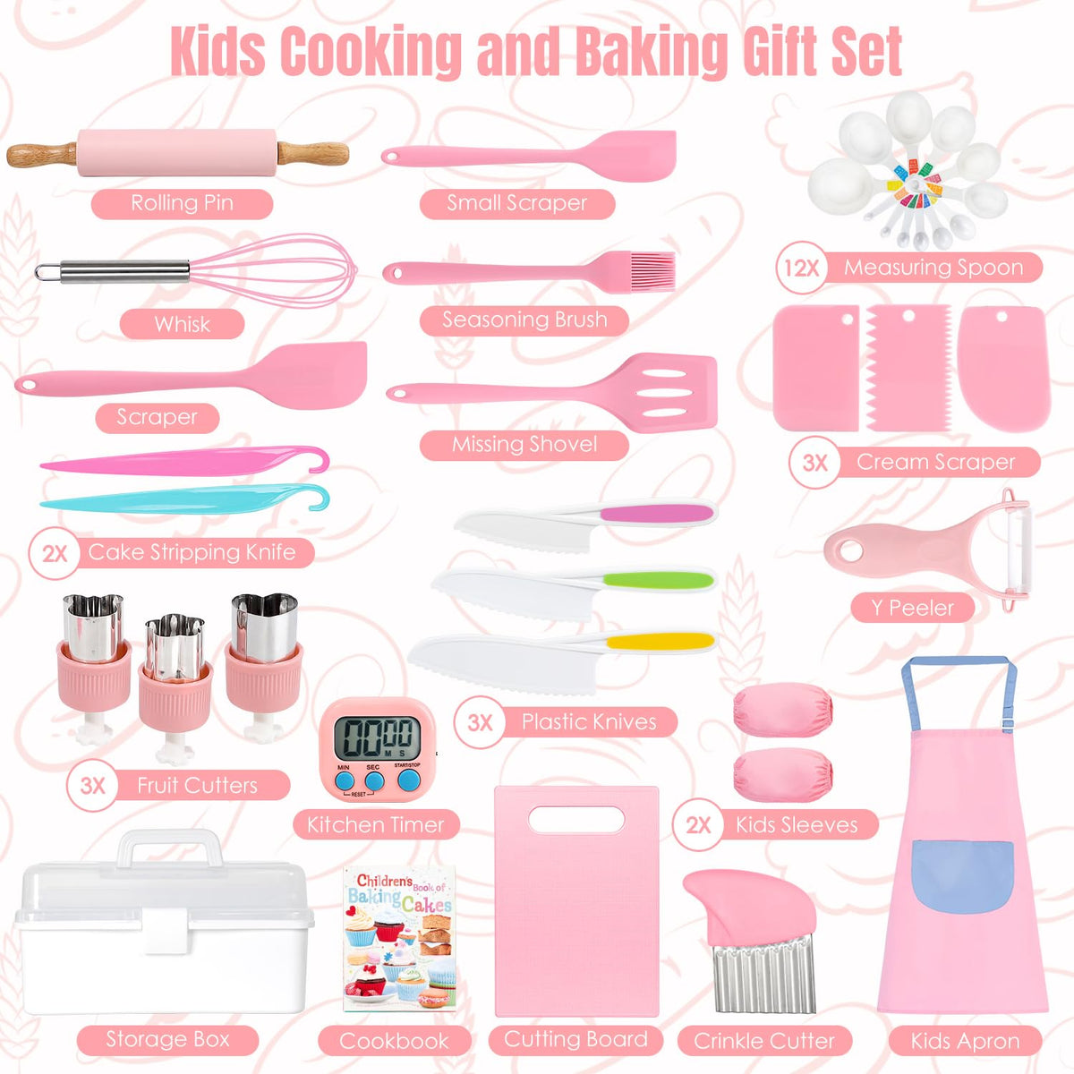 Suhctuptx measuring cups and kid-friendly cookbook for guided cooking.