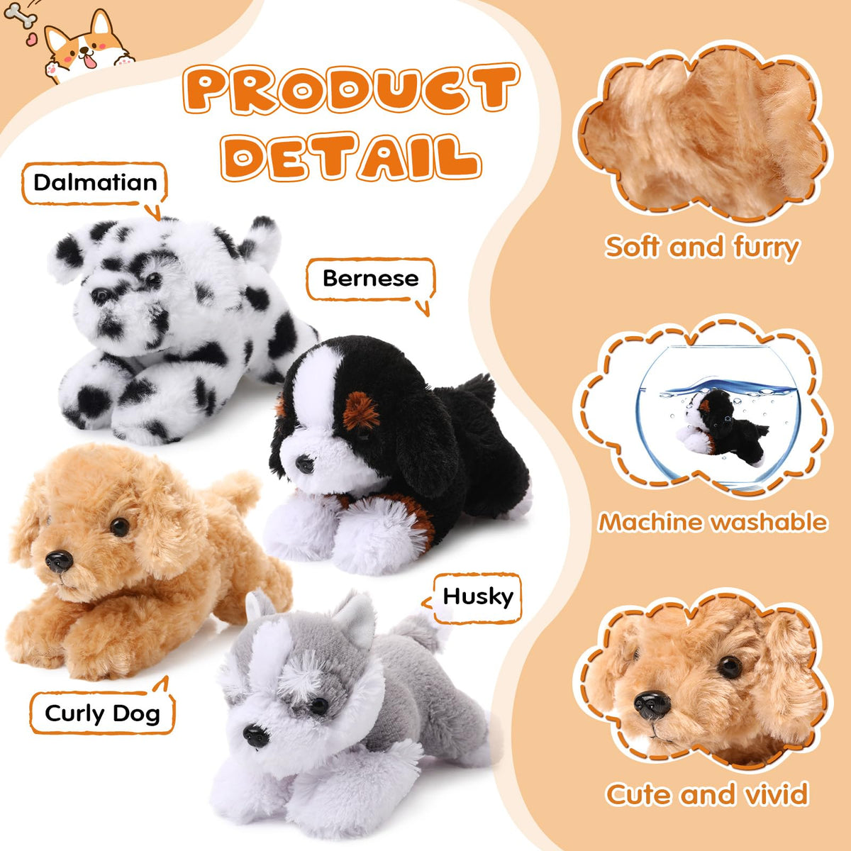 Suilung Dalmatian-style plush toy with bright spots and soft fabric for cozy moments