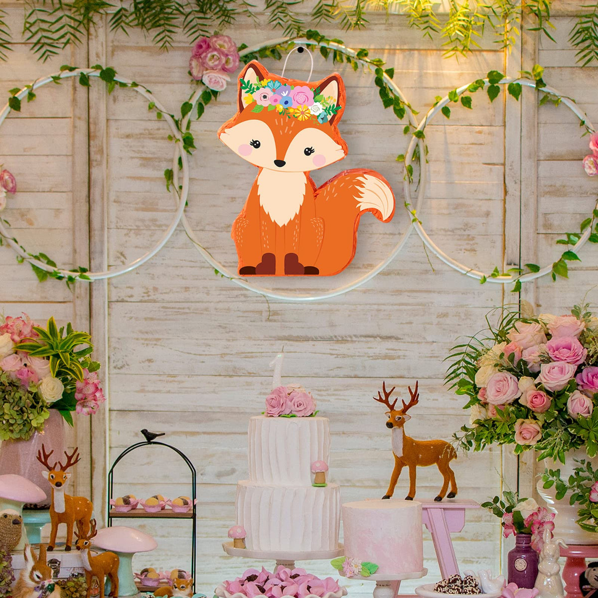 Suilung fox pinata decoration display showcasing woodland charm.