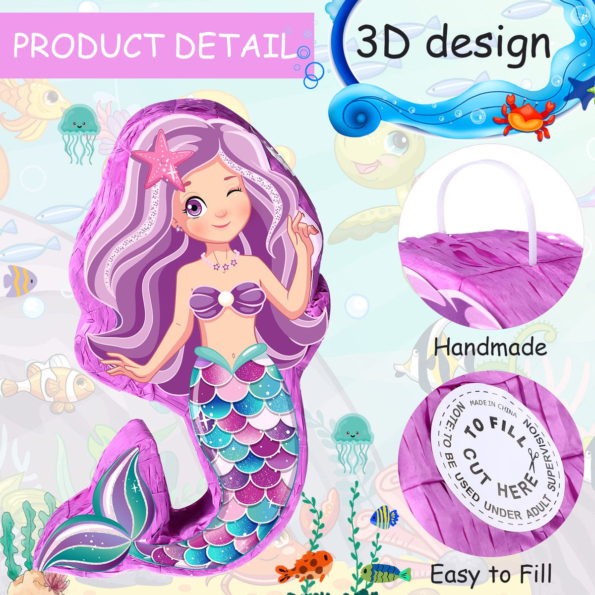 Suilung Mermaid Pinata Bat ready for safe, playful party activities