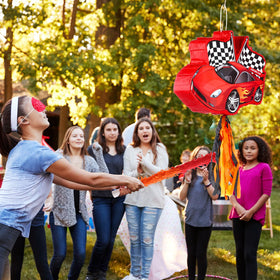 Suilung race car pinata candy capacity note highlights treats inside.