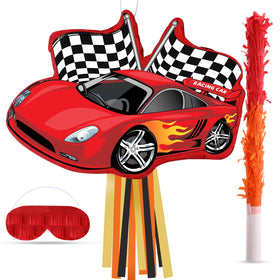 Suilung race car pinata set with accessories for a colorful racing party centerpiece.