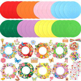 Suilung spring wreath kit with felt flowers for vibrant DIY decor.