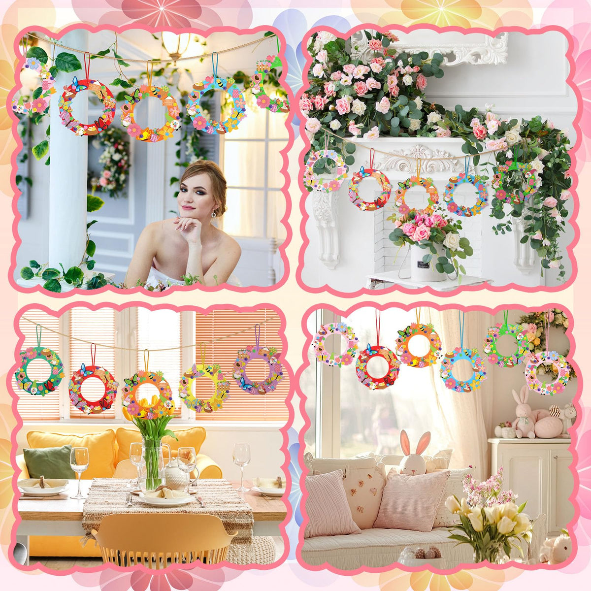 Suilung wreath kit pompoms create playful spring accents.