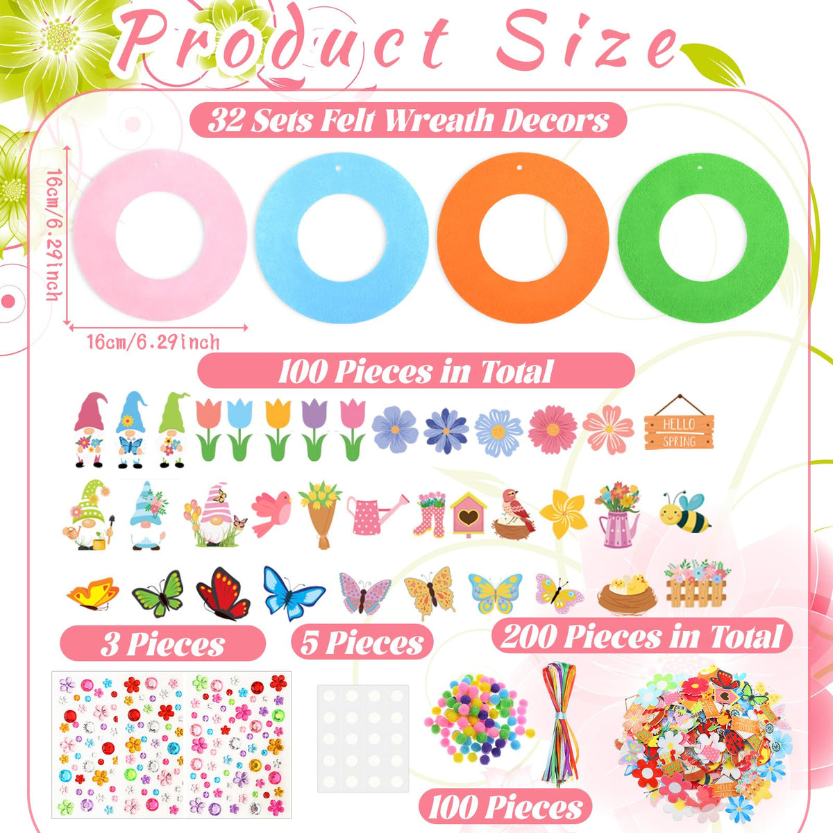 Suilung wreath kit stickers for customizable colorful patterns.