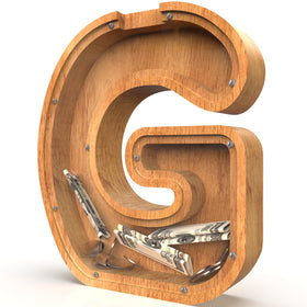 Sulevalt piggy bank letter-cutout with playful alphabet design to spark saving