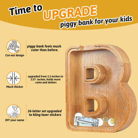 Sulevalt personalized alphabet piggy bank with laser stickers customization