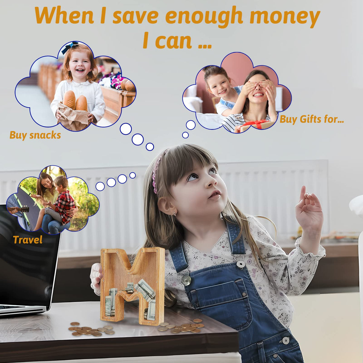 Sulevalt space-saving wooden bank for desks and shelves.