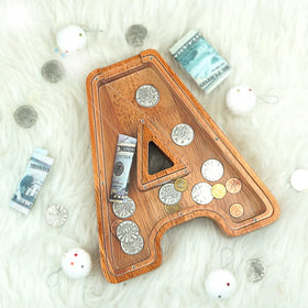 Sulevalt polished wooden piggy bank with smooth surface