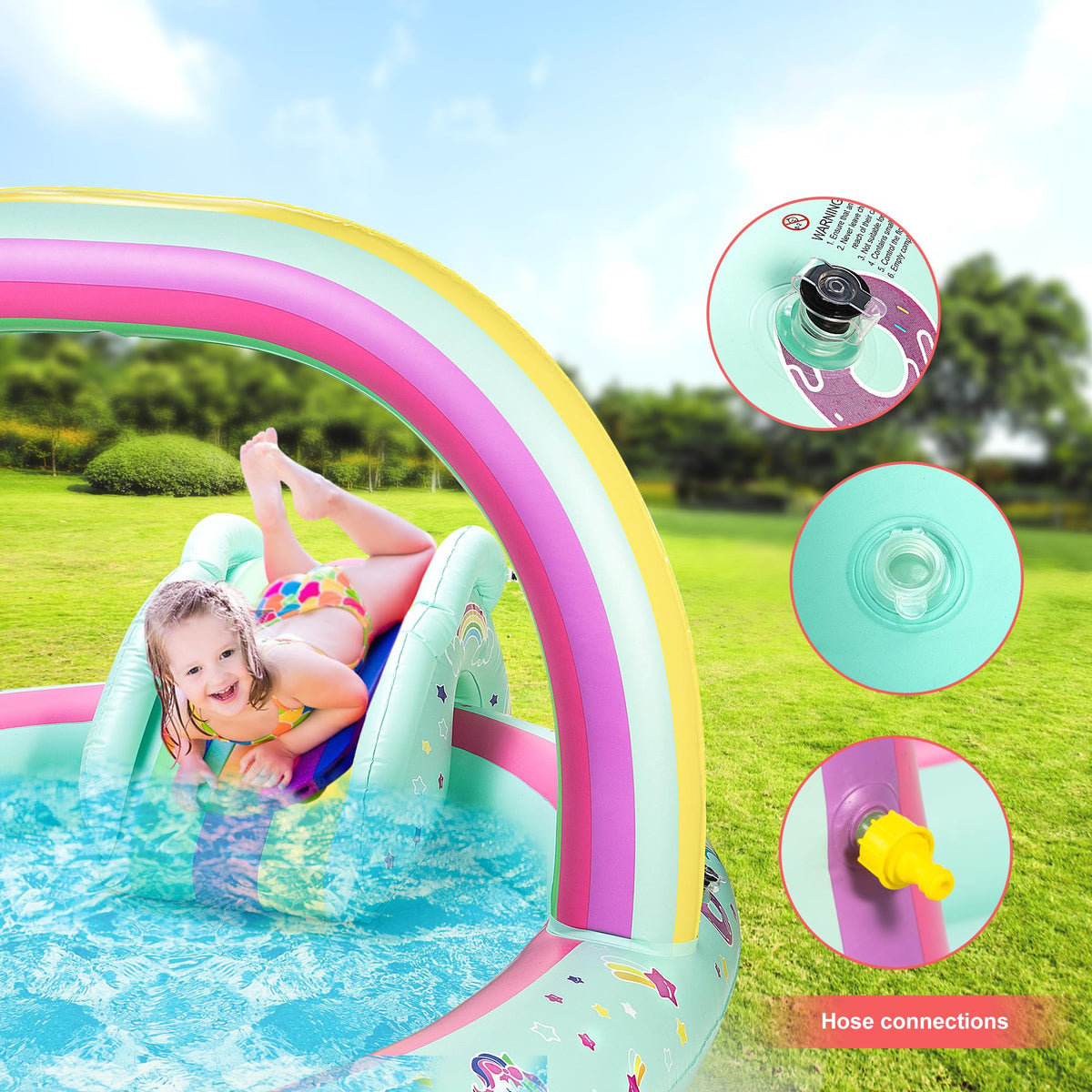 SULIFEEL Rainbow Sprinkler Arch for a mini backyard water park