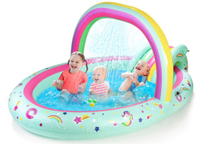 SULIFEEL Rainbow Unicorn inflatable pool for backyard fun