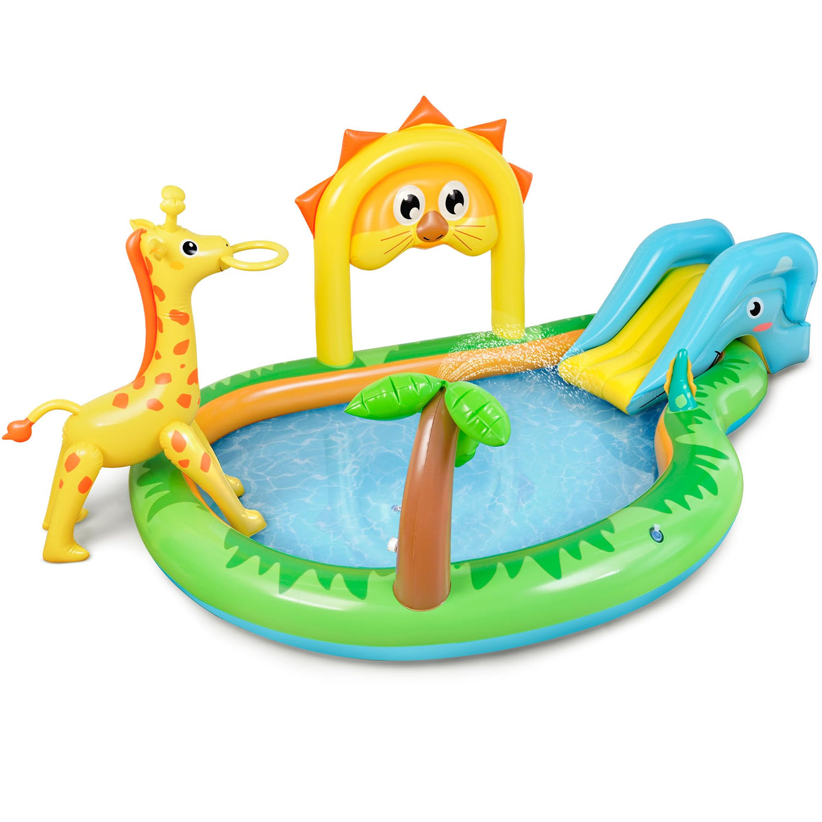 SULIFEEL Zoo-Themed Pool with giraffe ball toss for active play