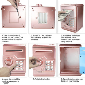 Suliper Piggy Bank safe ABS design in rose gold for kids