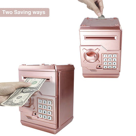 Suliper Piggy Bank with automatic scroll mechanism for paper money and coins