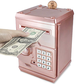 Suliper Piggy Bank Code Lock front view in rose gold highlighting password protection
