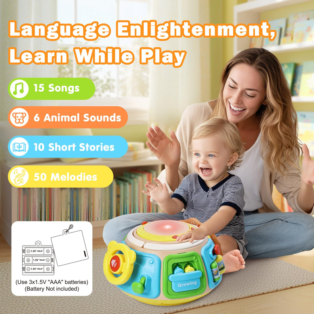 Sumapner 7-in-1 drum area in action promoting auditory learning and rhythm.