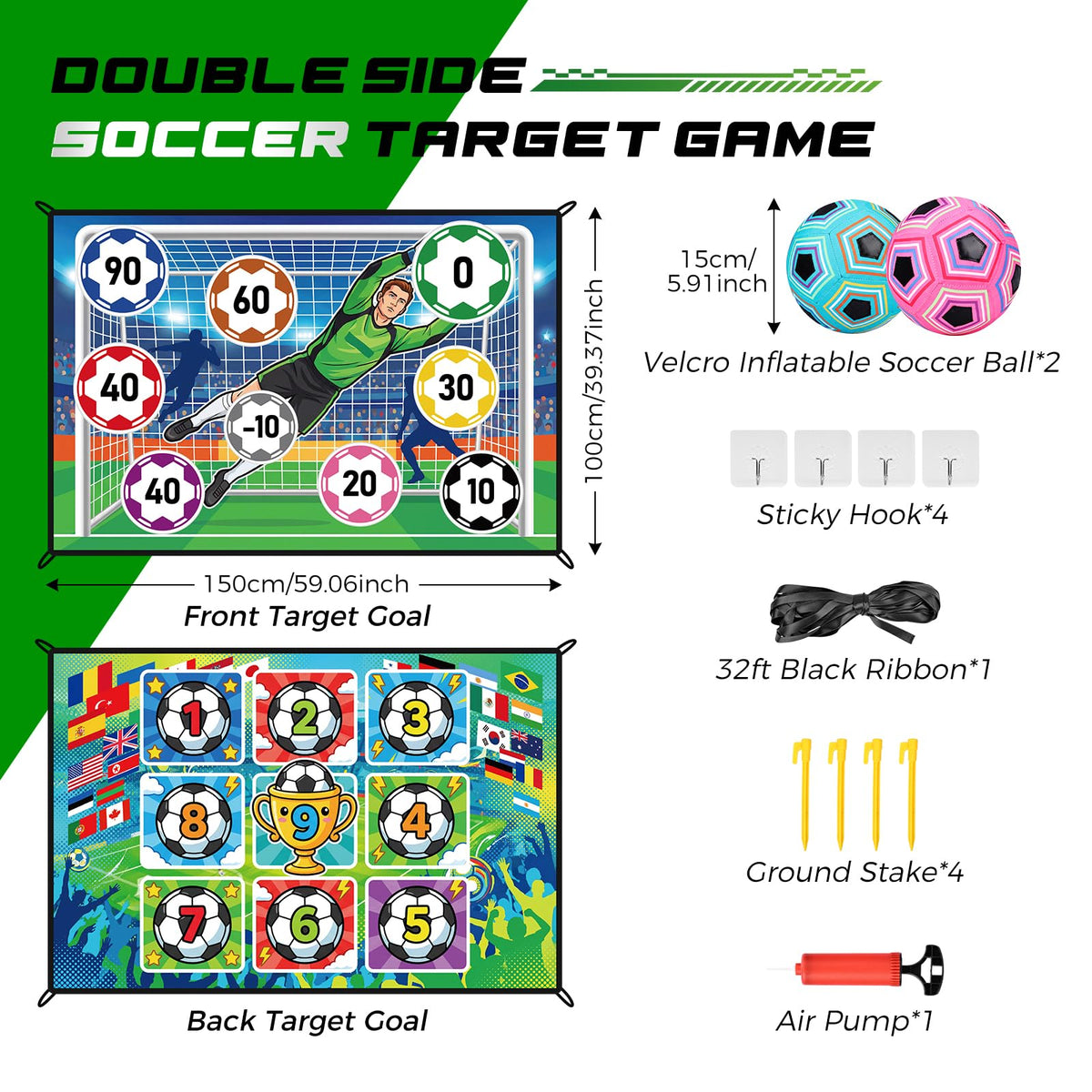 Sumapner trampoline sticky soccer target back view, showcasing second game mode