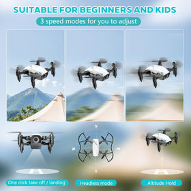 SUMEAUT kid's camera drone with foldable wings for easy carry and travel.