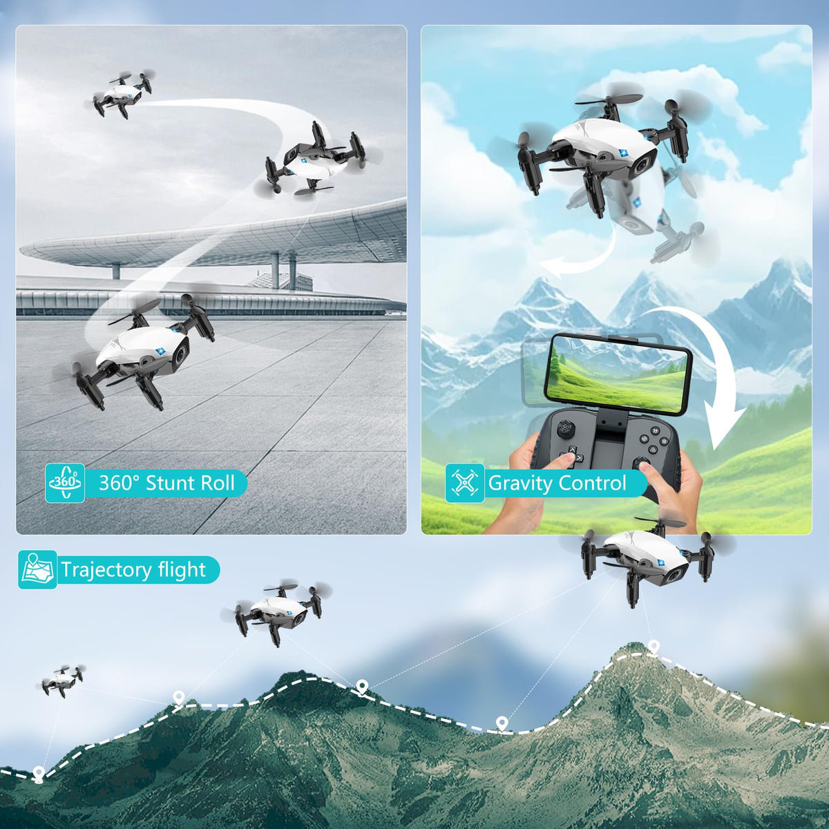 SUMEAUT camera drone demonstrates voice and gesture control for hands-free flight.