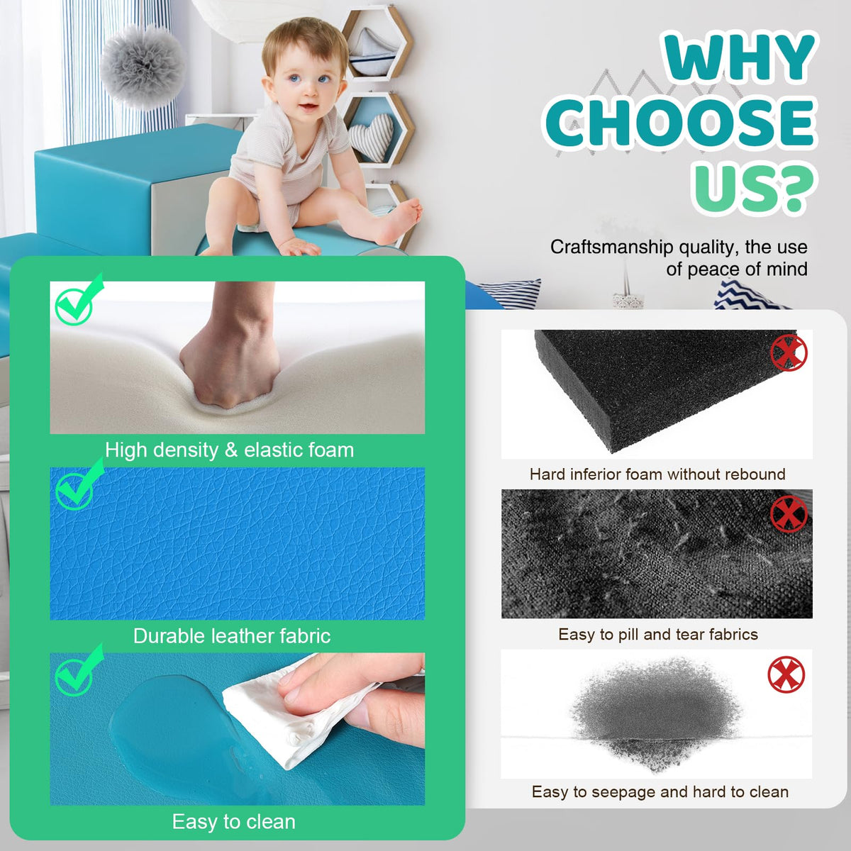 Sumbababy foam blocks ramp provides smooth level transitions.