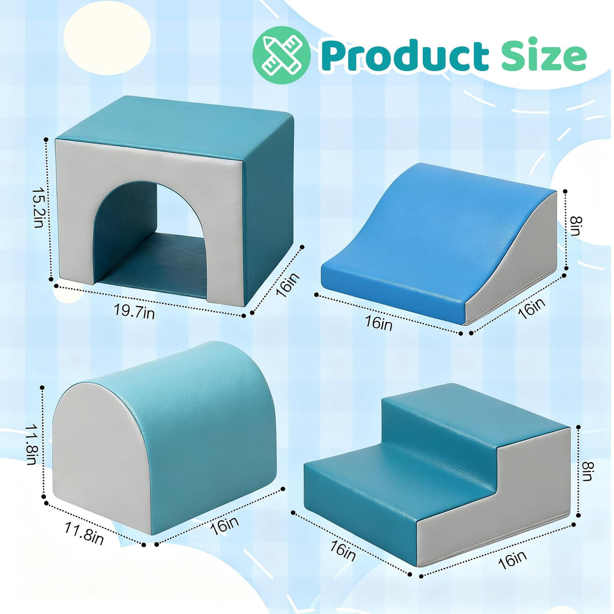 Sumbababy foam climbing blocks slide promotes active movement and fun.