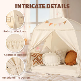 Sumbababy Large Teepee Tent interior space offers room for friends to gather.