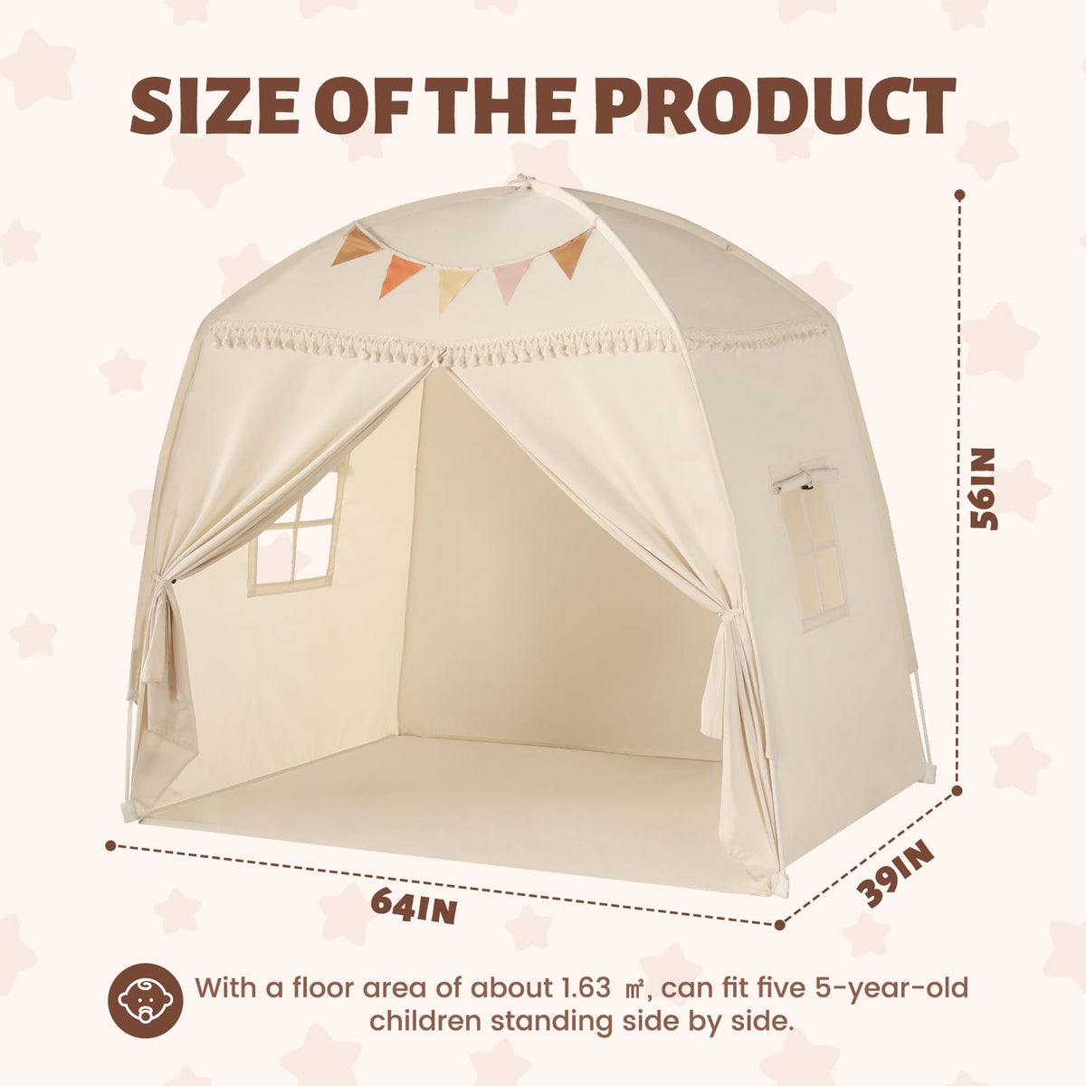 Sumbababy Teepee uses soft polyester fabric for a gentle touch.