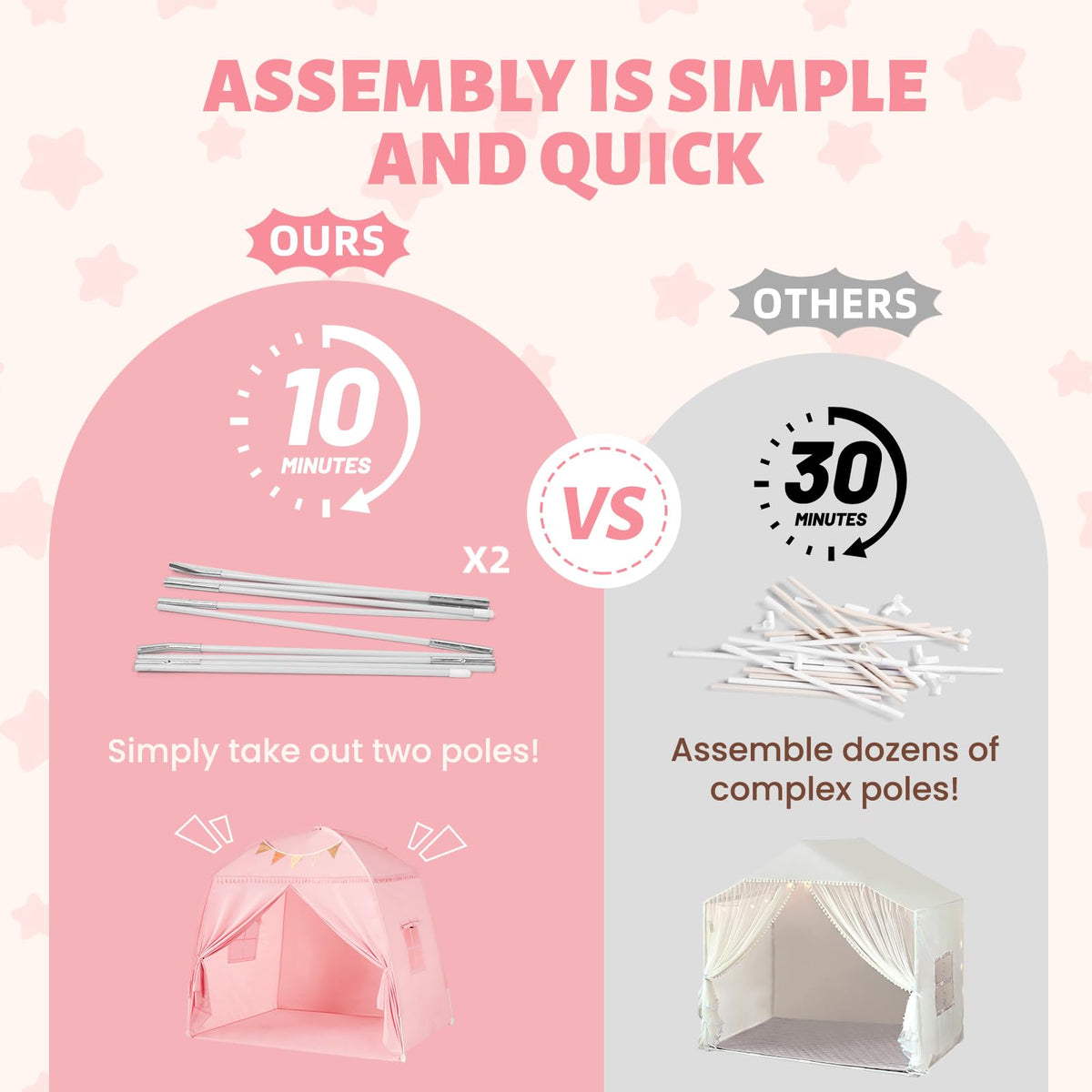 Sumbababy teepee tent soft polyester fabric offers gentle touch for kids.