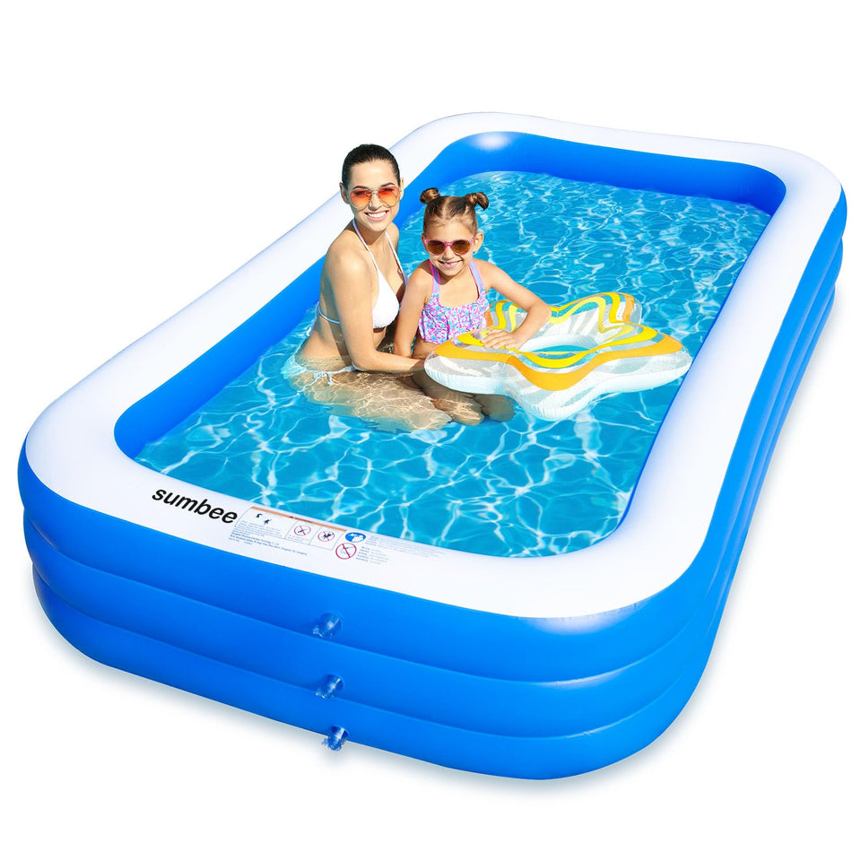Sumbee inflatable pool with outer dimensions for spacious family fun.