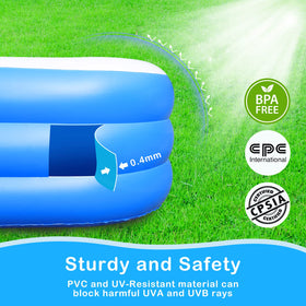 Sumbee pool deflates quickly for compact storage after use.