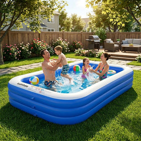 Sumbee inflatable pool UV-resistant material for sunny days.