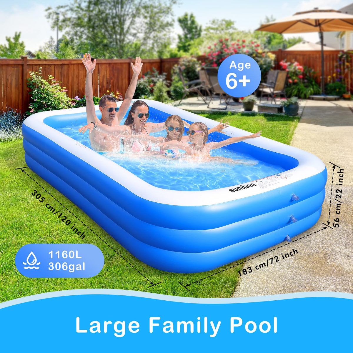 Sumbee pool with white edge walls for sun protection and style.