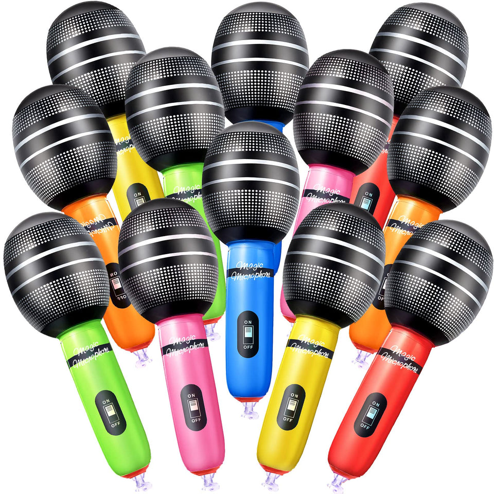Sumind blue inflatable microphone for karaoke fun and party decoration.